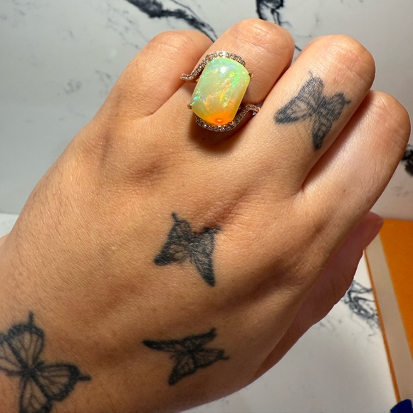 Le Vian Opal With Diamonds Strawberry Gold Ring - Picture 5 of 6